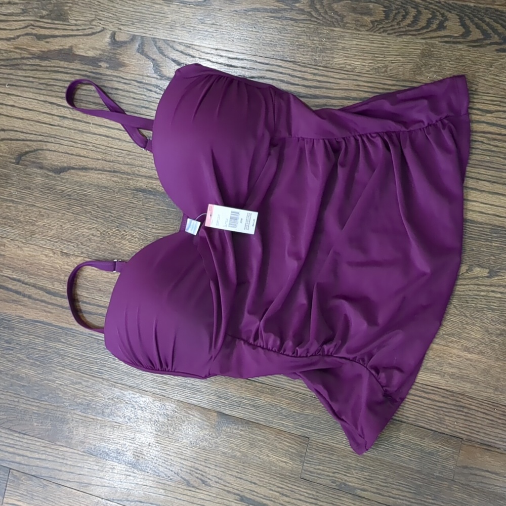 Tropical escape purple touched tankini top NWT